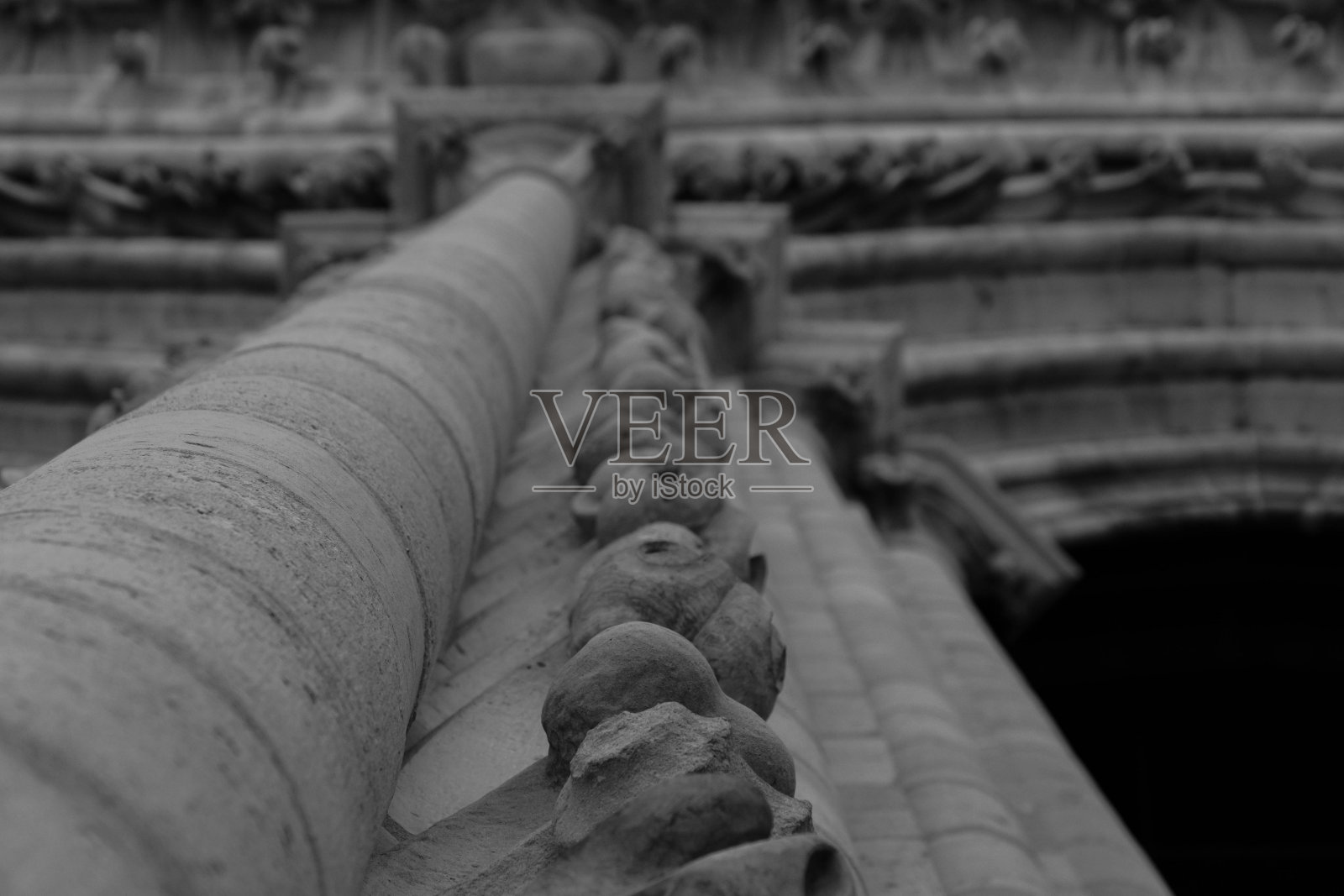 法国巴黎圣母院哥特式教堂的建筑元素照片摄影图片