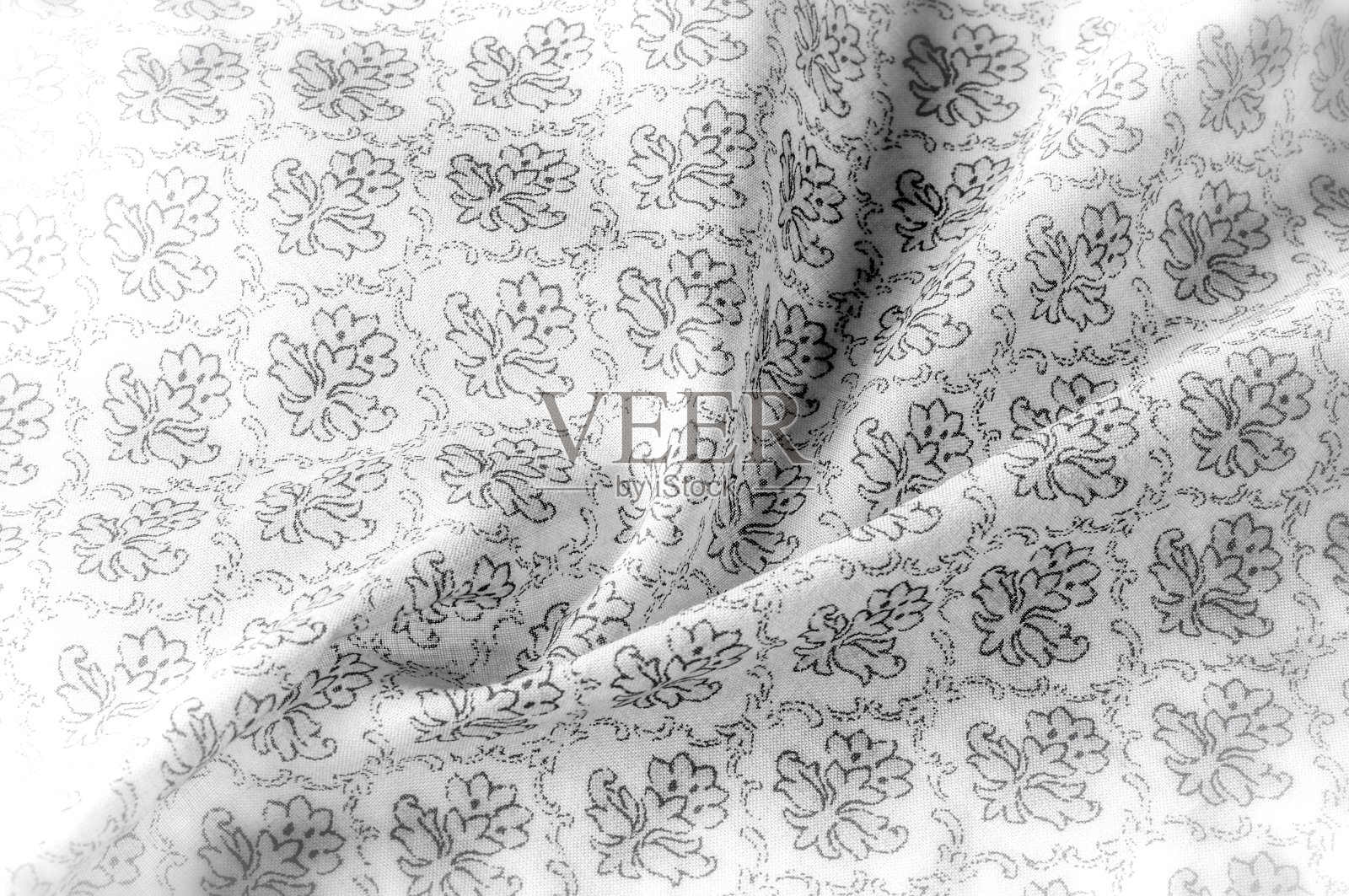 纹理背景图案。棉布是灰色的。平面设计的绿色和灰色的花孤立在白色的背景。花朵图案。照片摄影图片