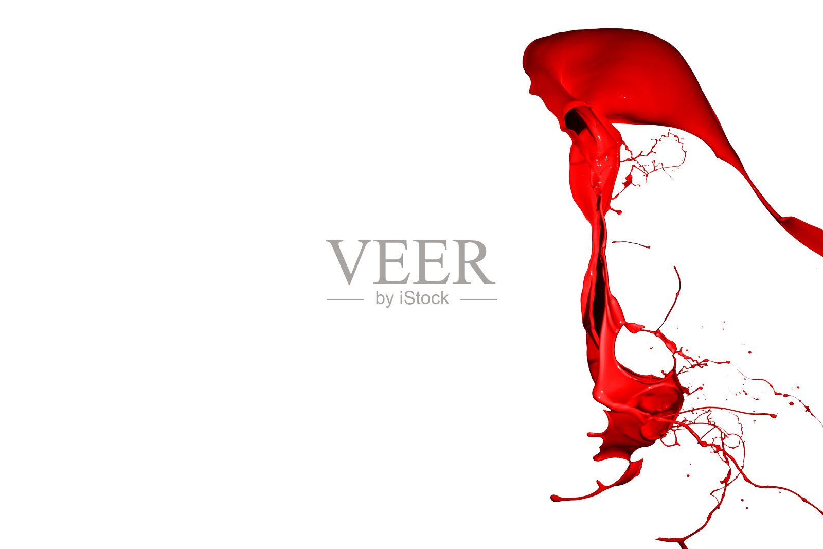 红色油漆飞溅孤立在白色背景上。照片摄影图片