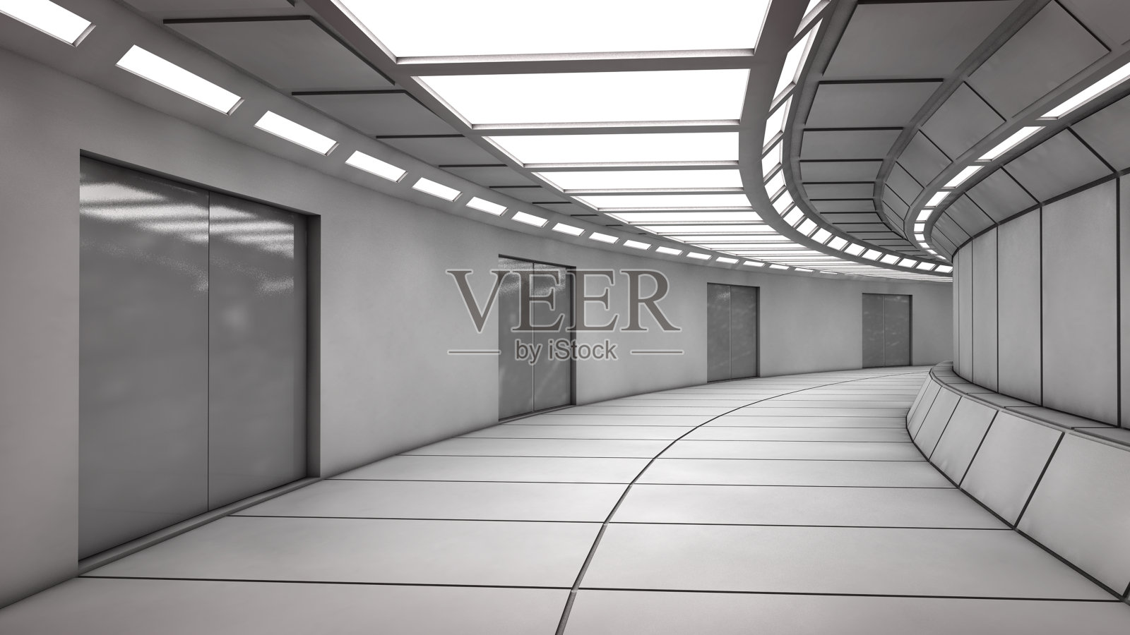 3D渲染室内和未来建筑设计照片摄影图片