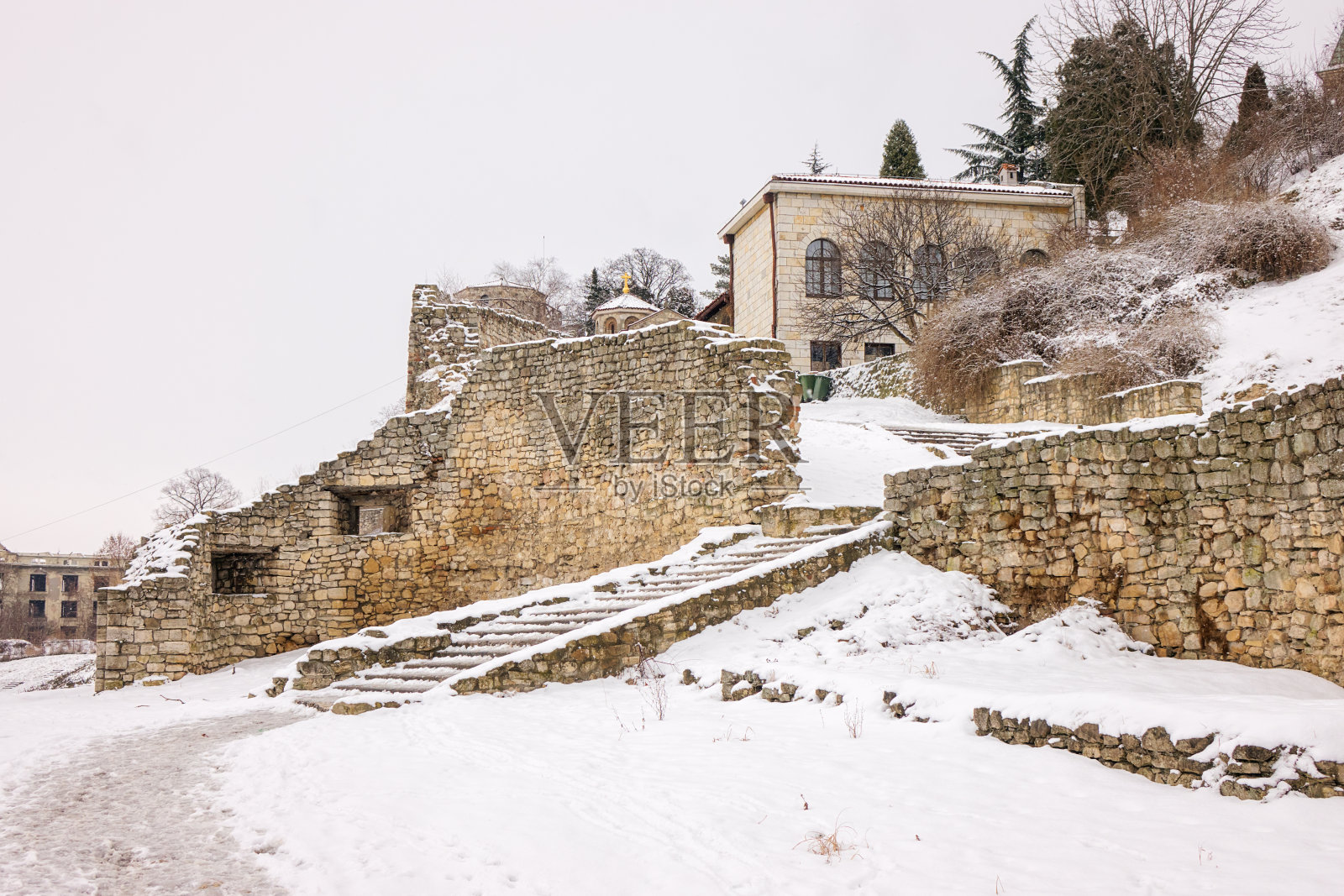 雪下的堡垒照片摄影图片