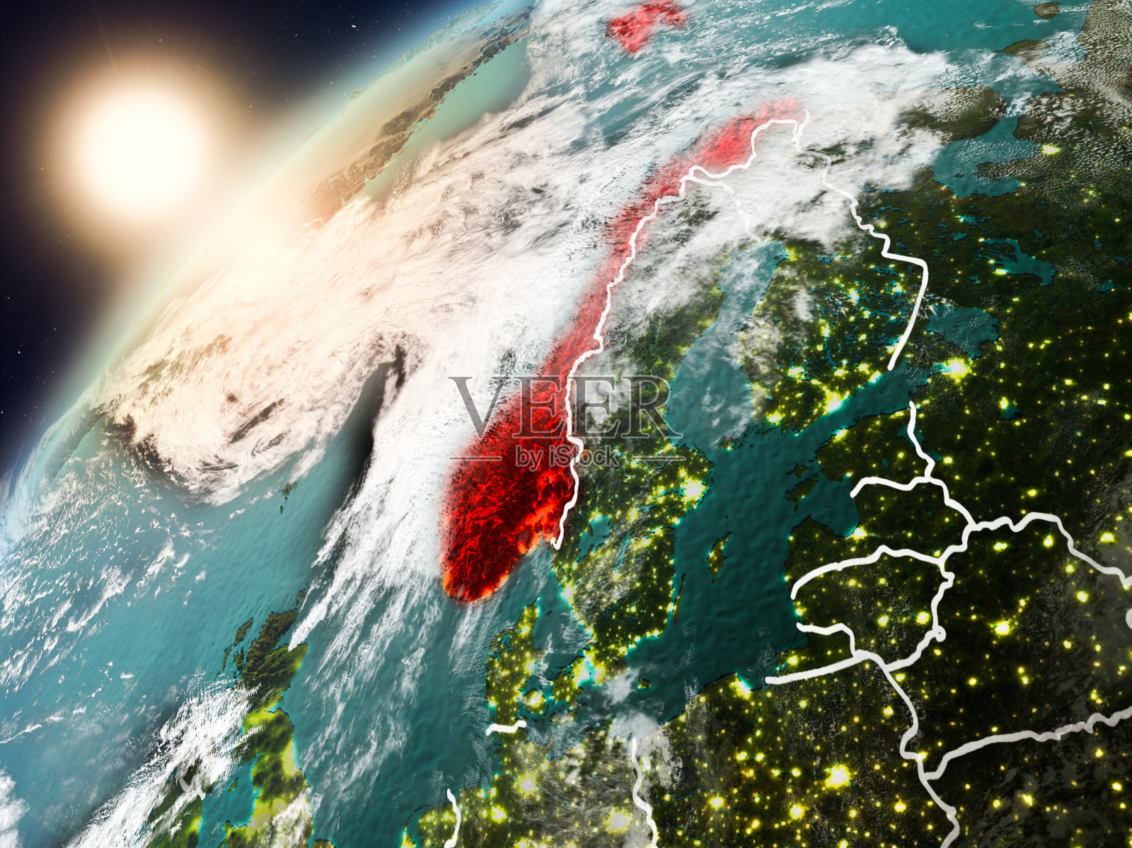 日落中的地球上的挪威照片摄影图片