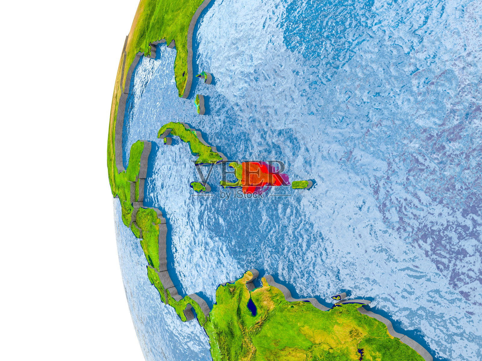 地球模型上的多米尼加共和国地图照片摄影图片