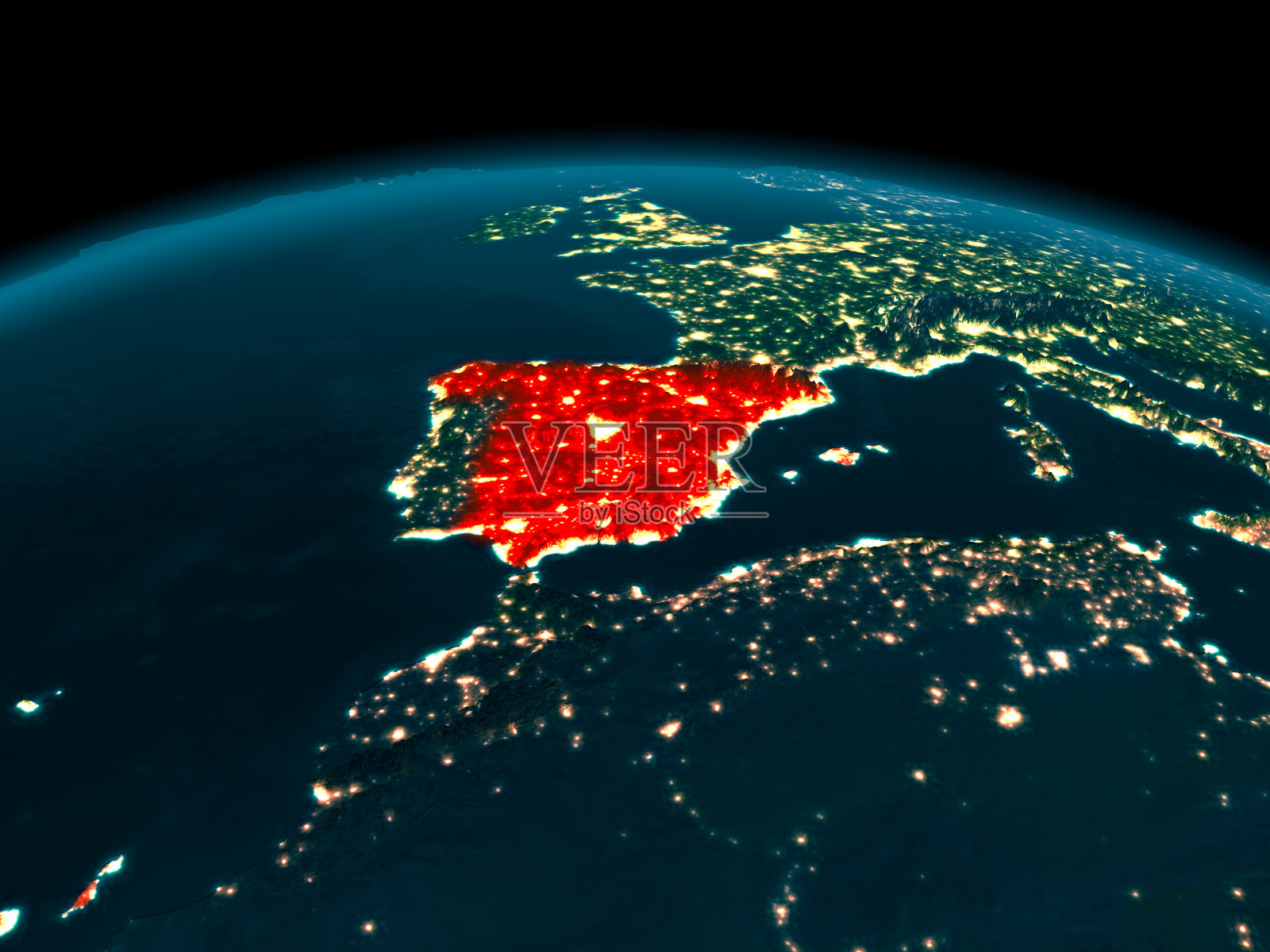 西班牙夜间的轨道图照片摄影图片