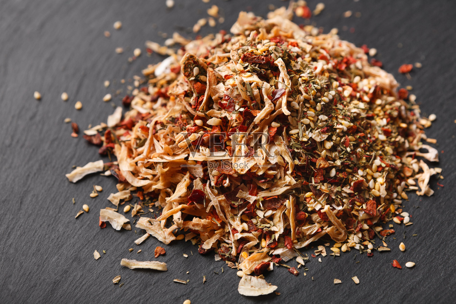 一堆干辣味调料,特写照片摄影图片