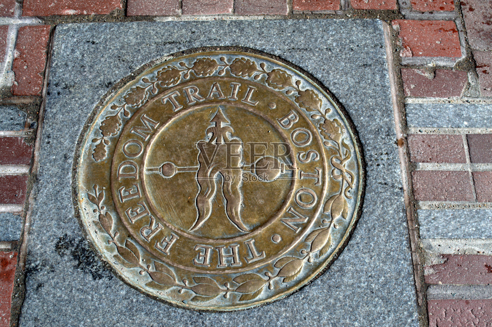 马萨诸塞州波士顿的自由小道印章或标记照片摄影图片