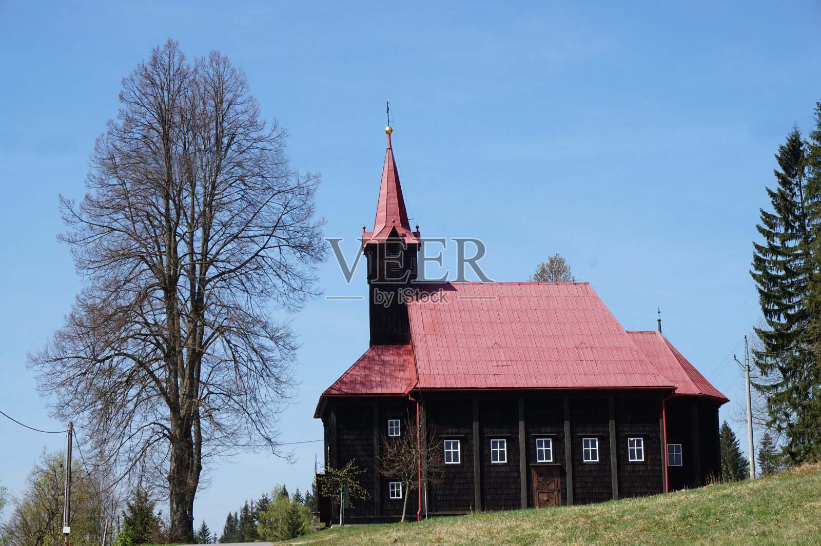 捷克共和国古老的木制教堂照片摄影图片
