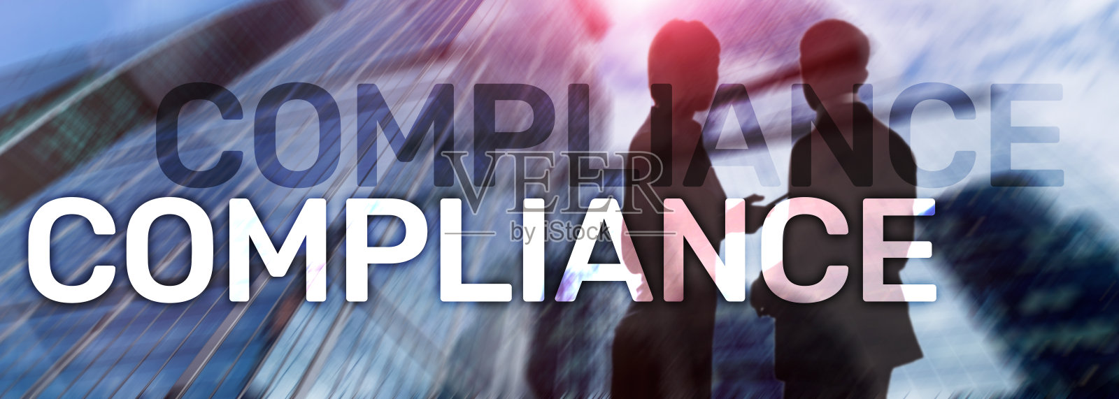 带有图标的遵从性图。抽象背景下的商业概念。照片摄影图片