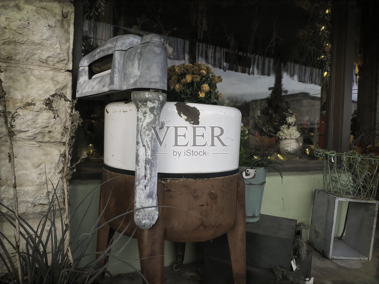 旧生锈洗衣机照片摄影图片