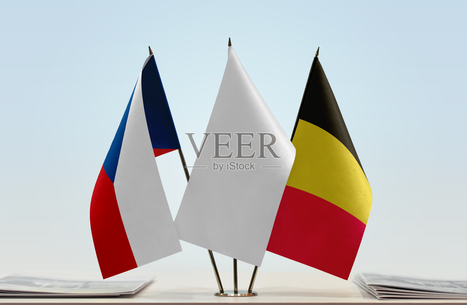 捷克共和国和比利时国旗照片摄影图片
