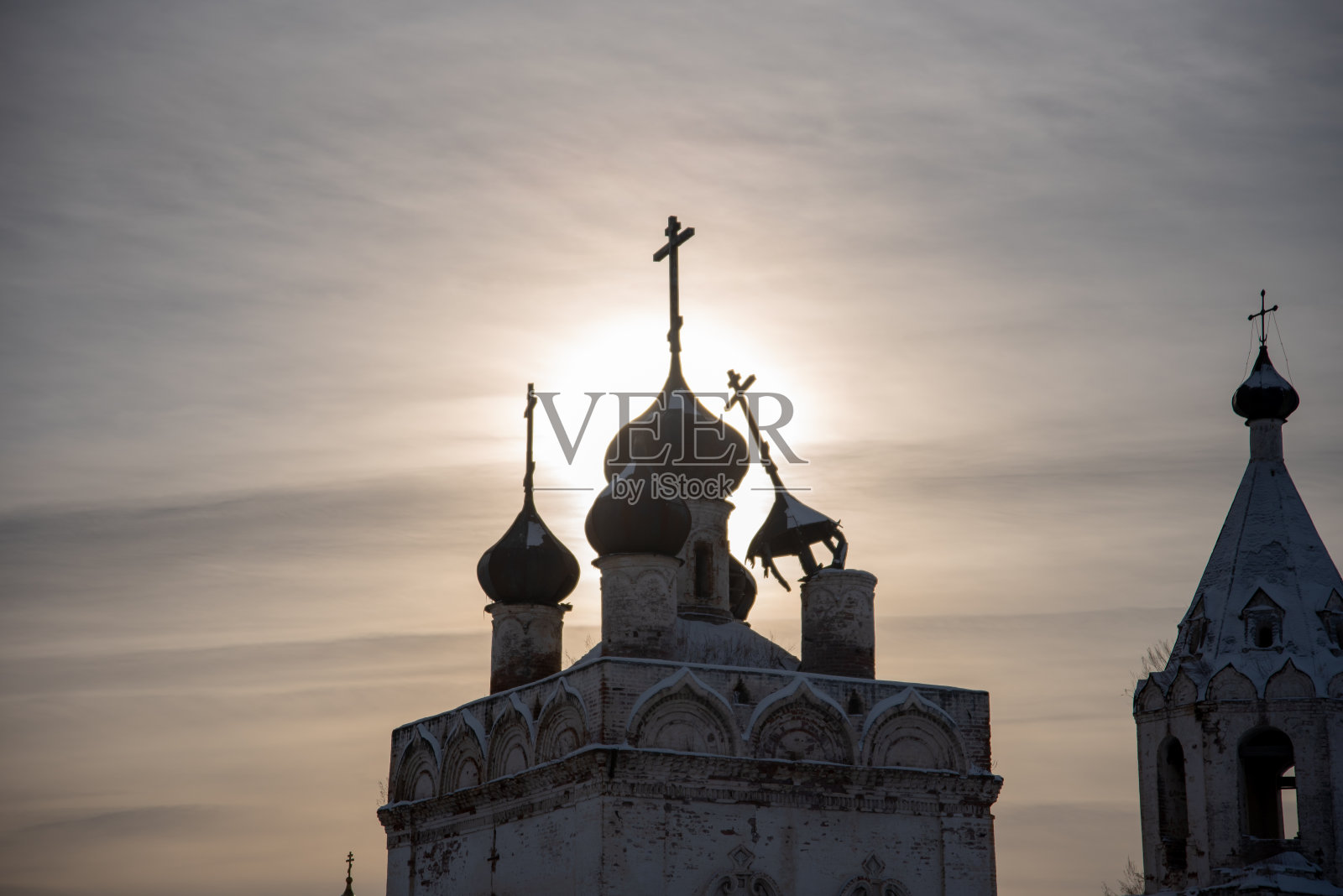跨贝加尔湖领土内Nerchinsky地区的Kalinino村(前修道院)的圣母升天教堂。照片摄影图片