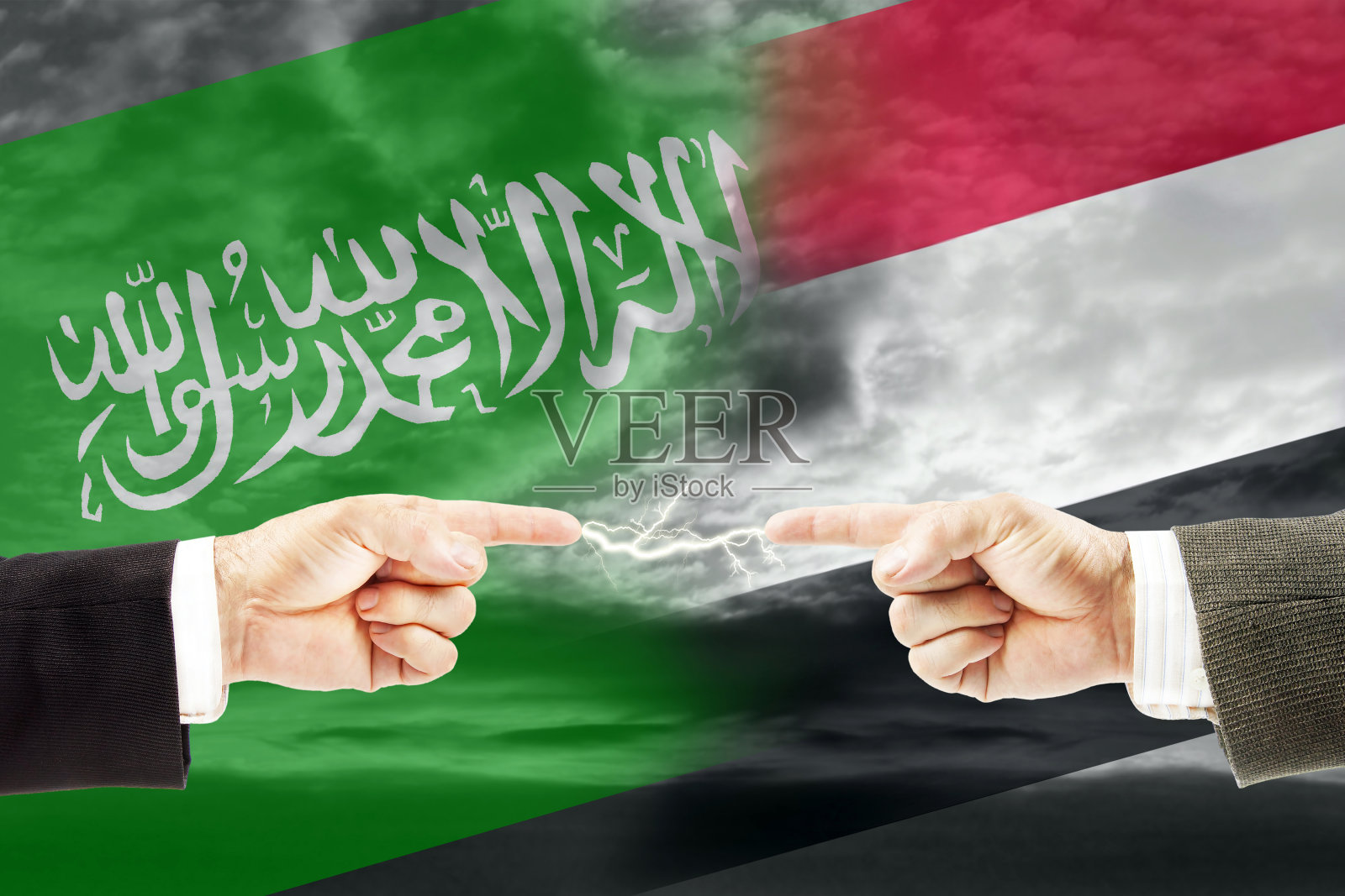 沙特阿拉伯与也门之间的对抗与敌意:国际政策中的冲突与压力照片摄影图片