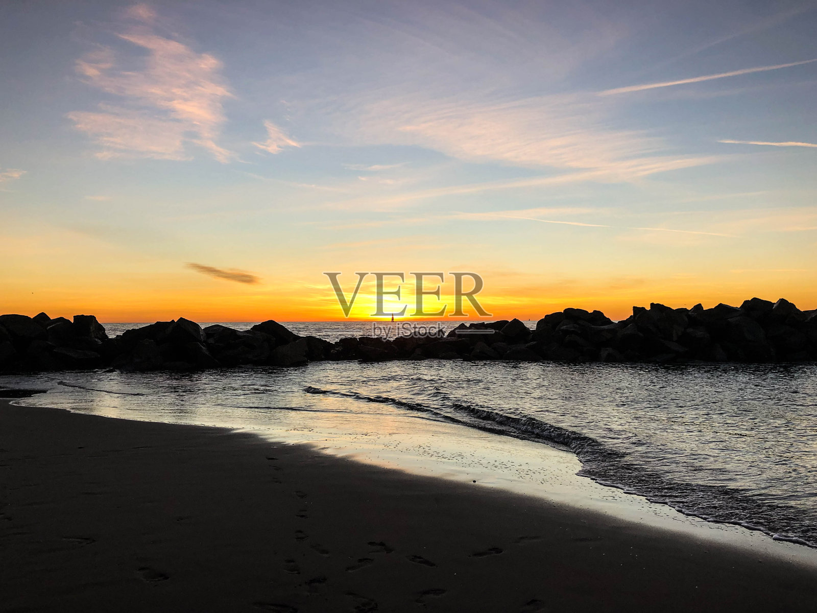 加州威尼斯太平洋上的日落照片摄影图片