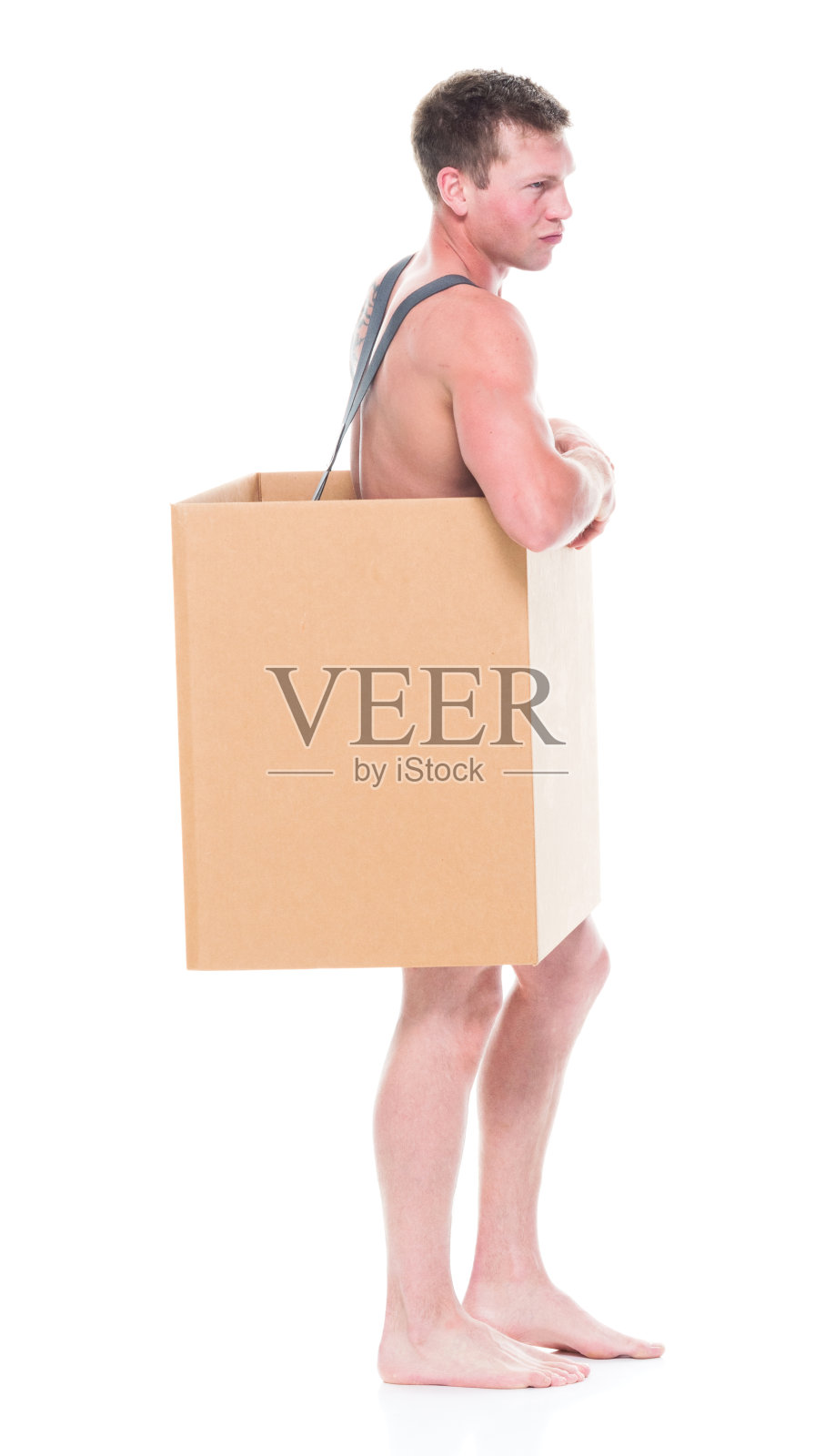 困在箱子里的穷人感觉很严重照片摄影图片