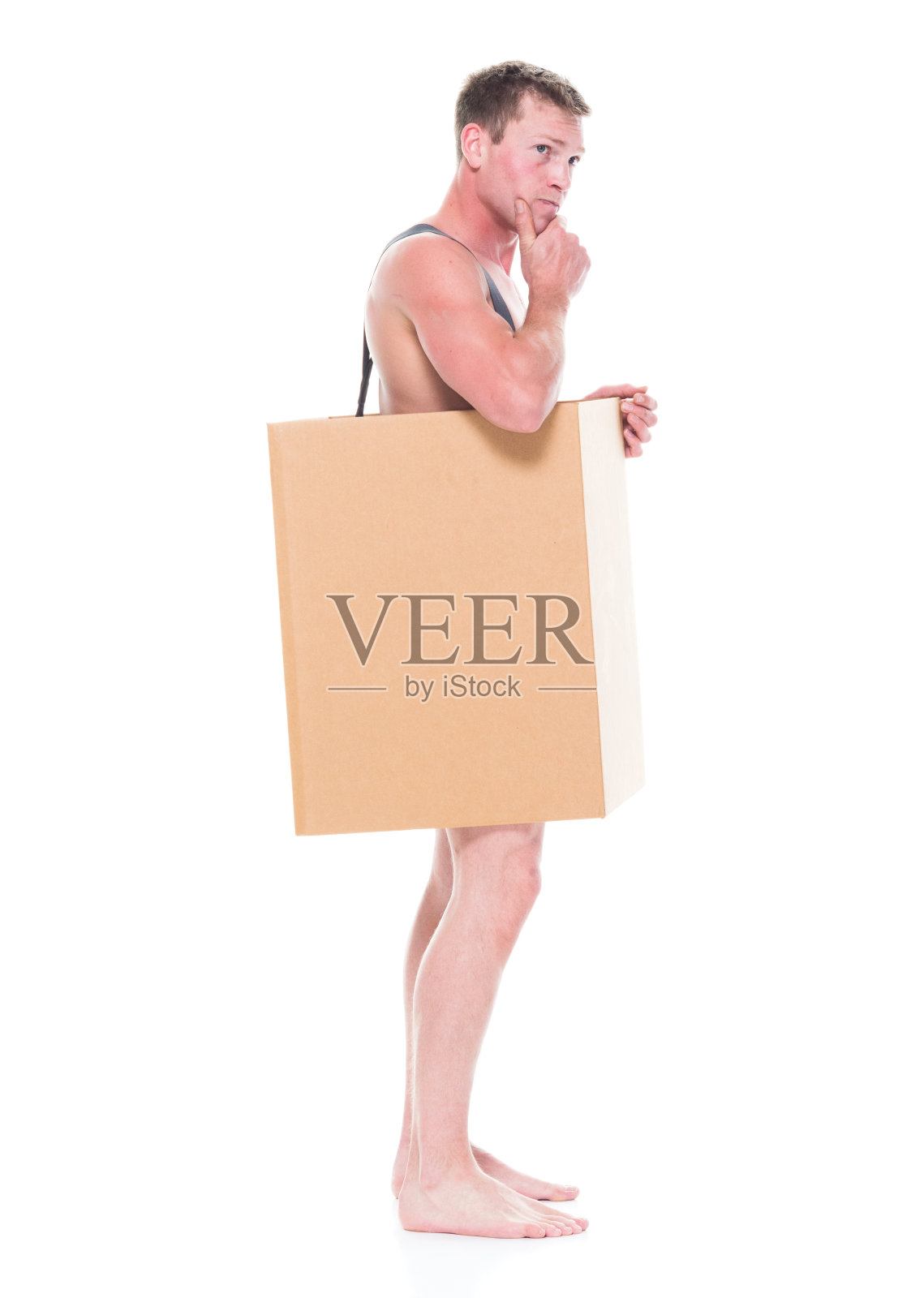 困在箱子里的穷人正在思考照片摄影图片