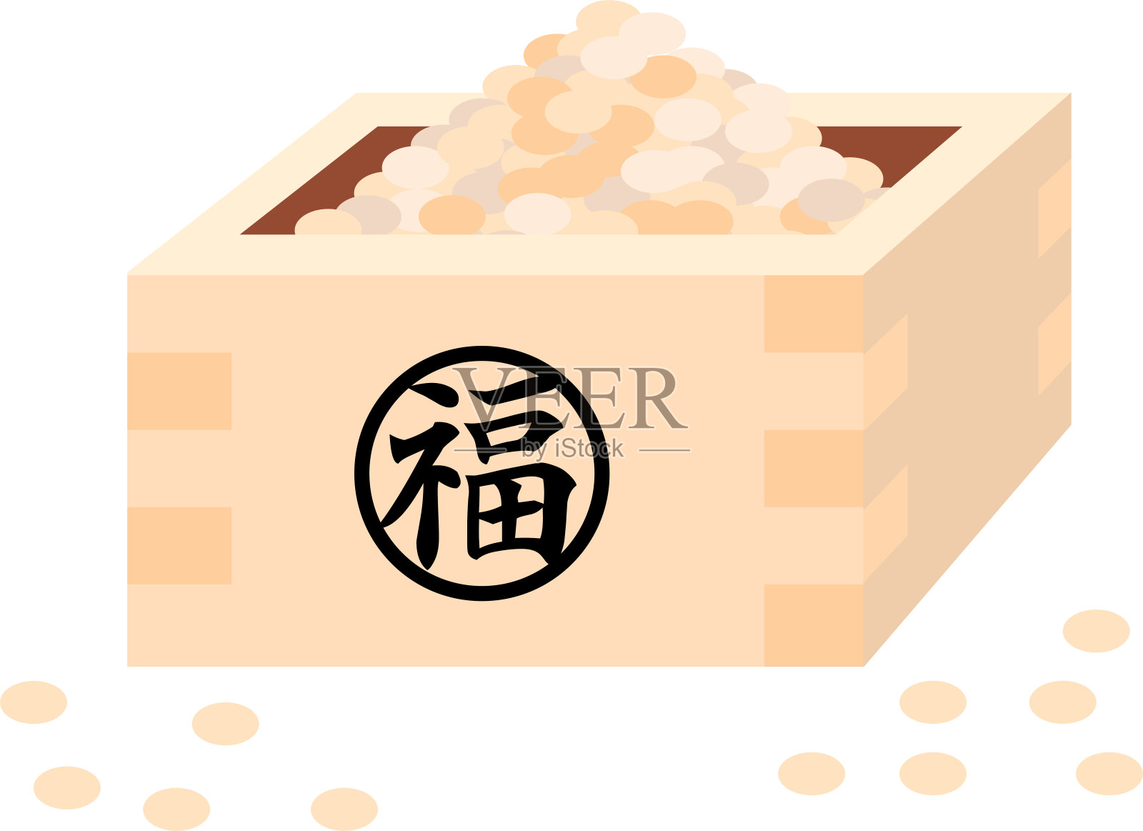 日本Setsubun的豆子放进了量箱插画图片素材