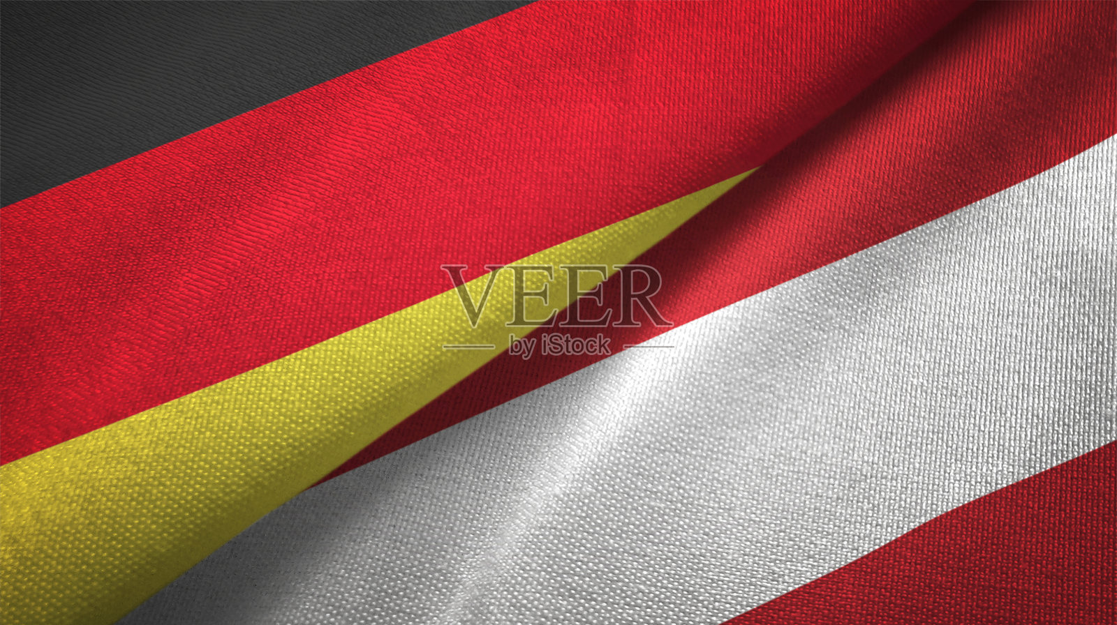 奥地利和德国两国国旗一起关系纺织品布料质地照片摄影图片