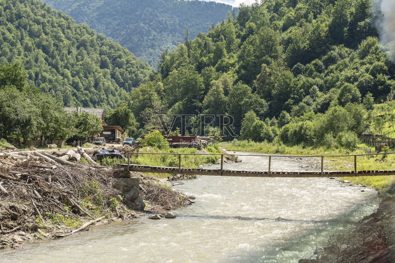风景Vaser山谷,Bucovina, Mocanita蒸汽火车,罗马尼亚照片摄影图片