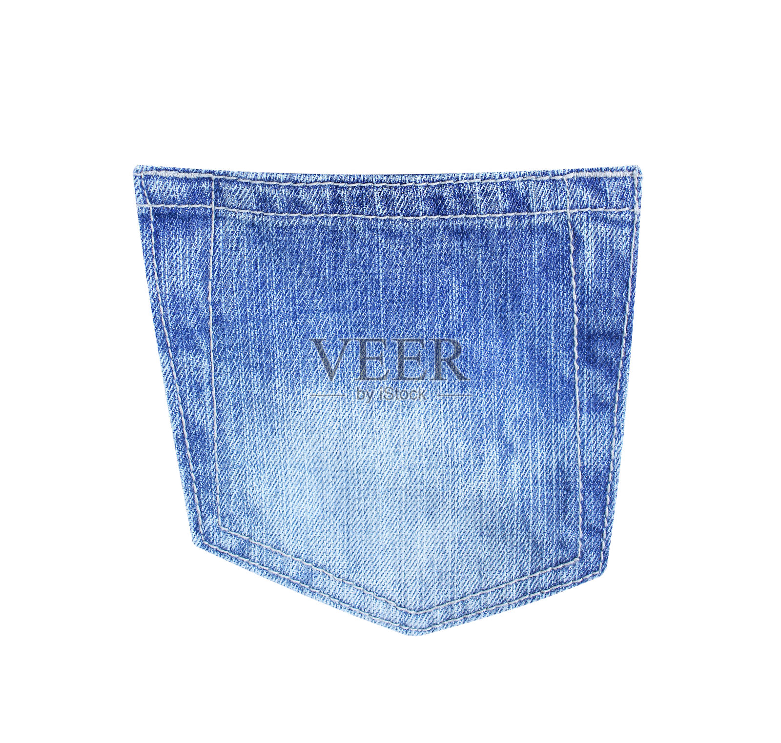 背部蓝色牛仔裤口袋纹理孤立的白色背景与裁剪路径照片摄影图片