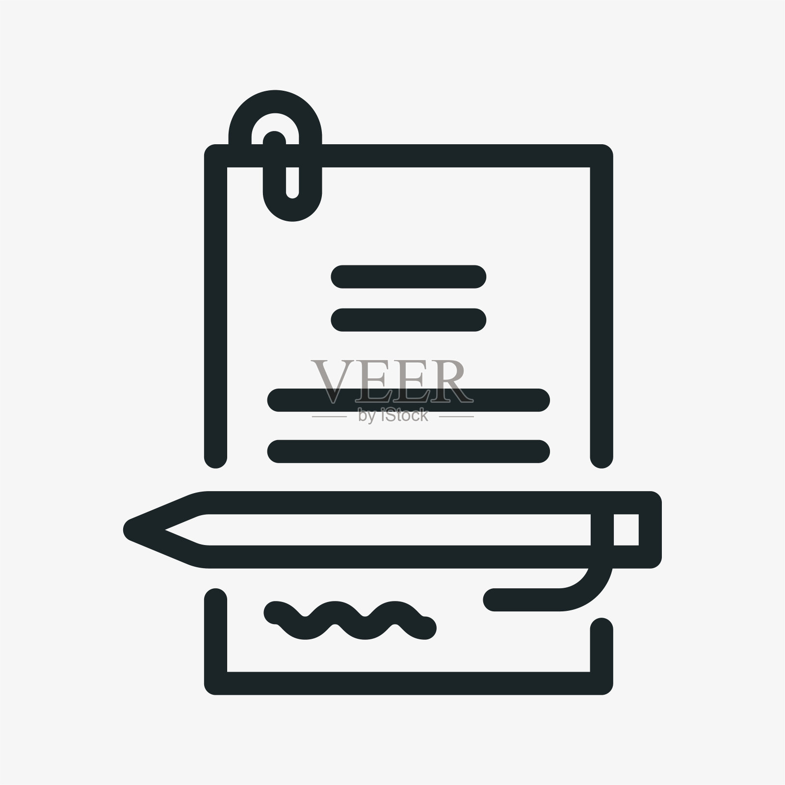 签署合同钢笔签名简约的直线描边图标象形图插画图片素材