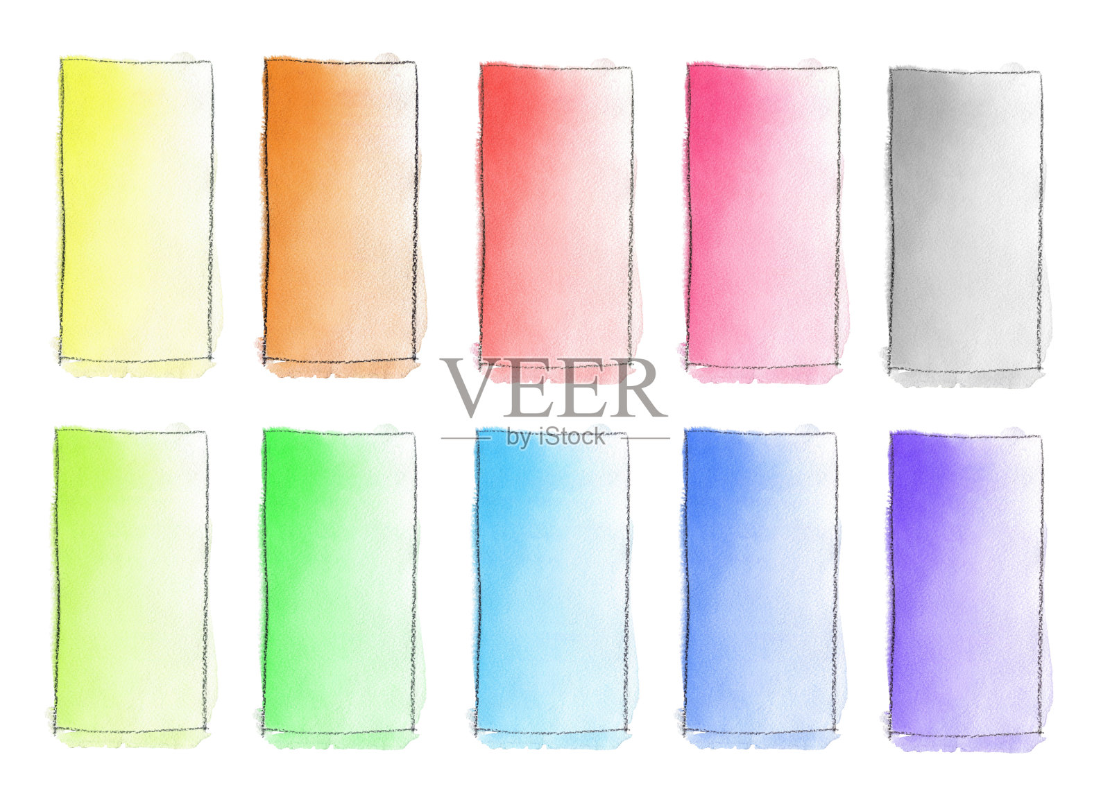 设置10水彩渐变填充从颜色到白色的背景。插画图片素材