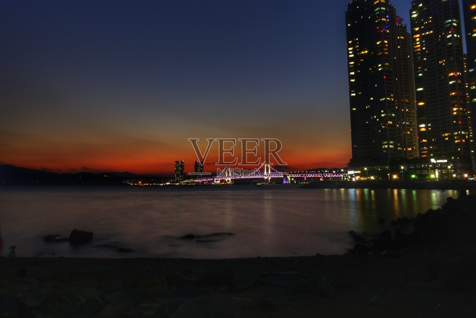 釜山云台日落照片摄影图片