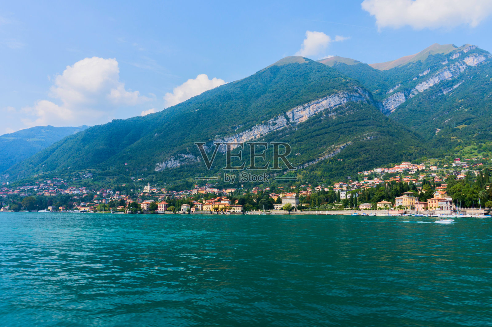 意大利美丽的科莫湖。照片摄影图片
