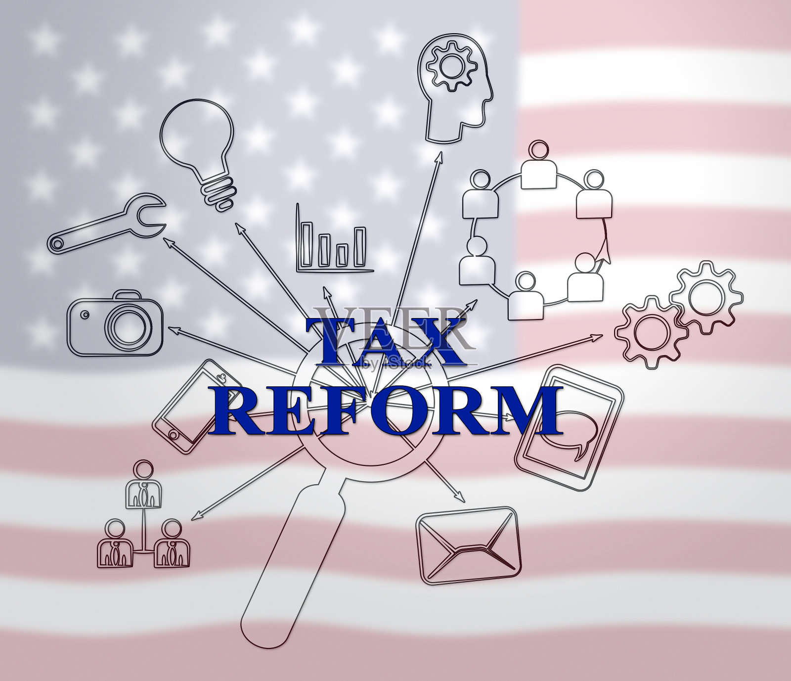 . 美国税制改革改变税制- 2d插图照片摄影图片