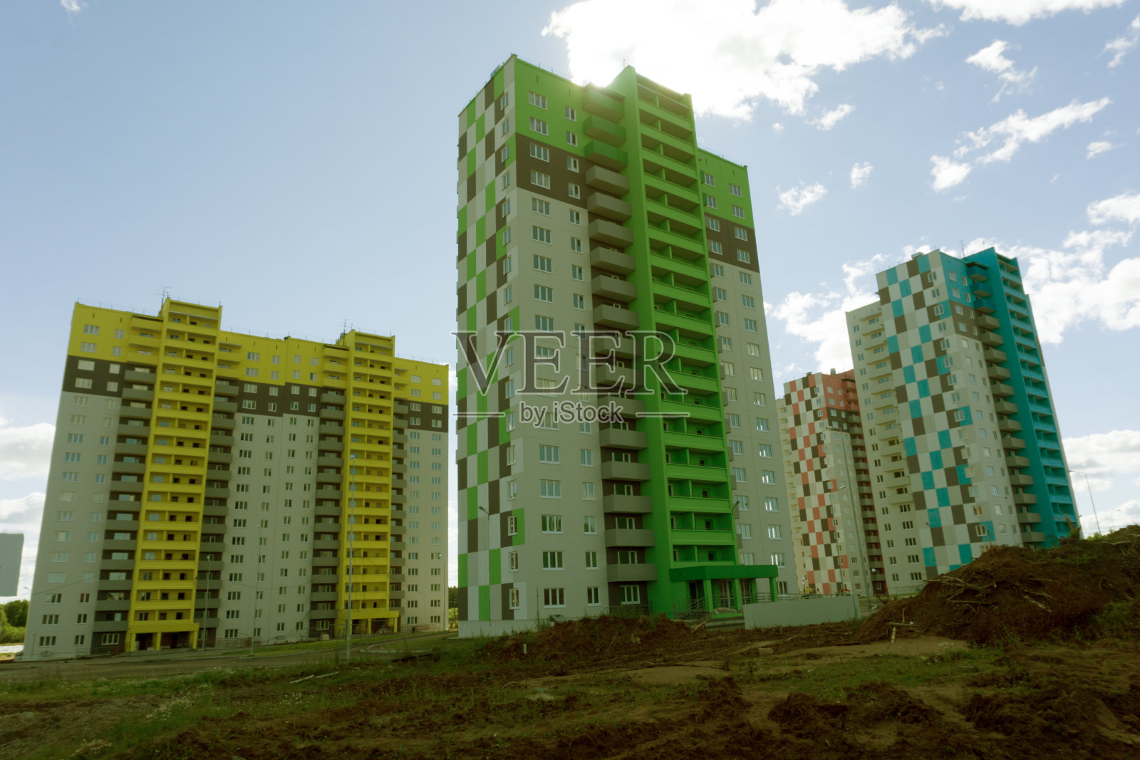 俄罗斯一个住宅区的建筑之一。照片摄影图片