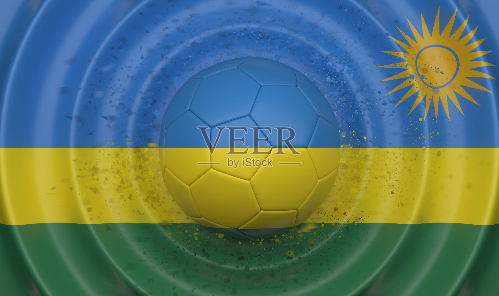 卢旺达,波浪背景下的足球照片摄影图片