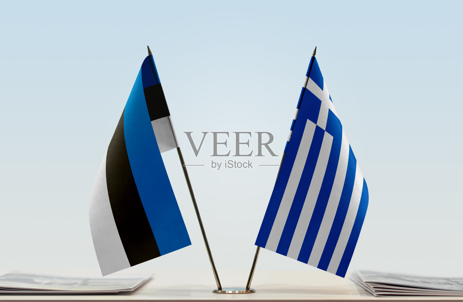 爱沙尼亚和希腊的国旗照片摄影图片