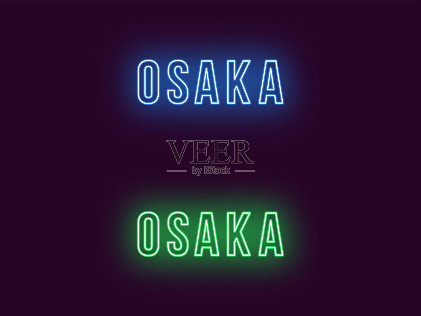 日本大阪市的霓虹灯名称。向量的文本插画图片素材