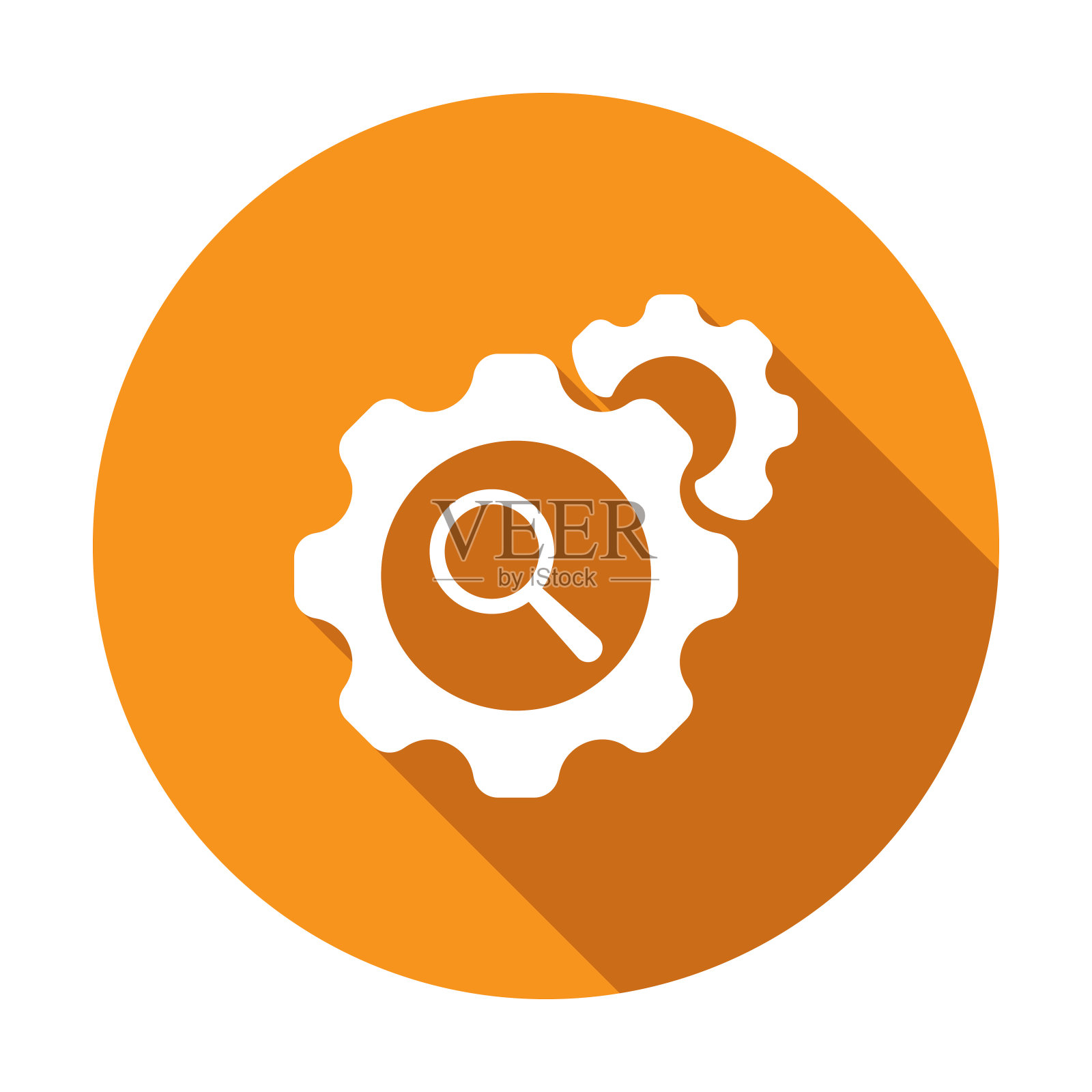 设置,齿轮图标与研究标志。设置图标和探索、查找、检查符号。矢量图标插画图片素材