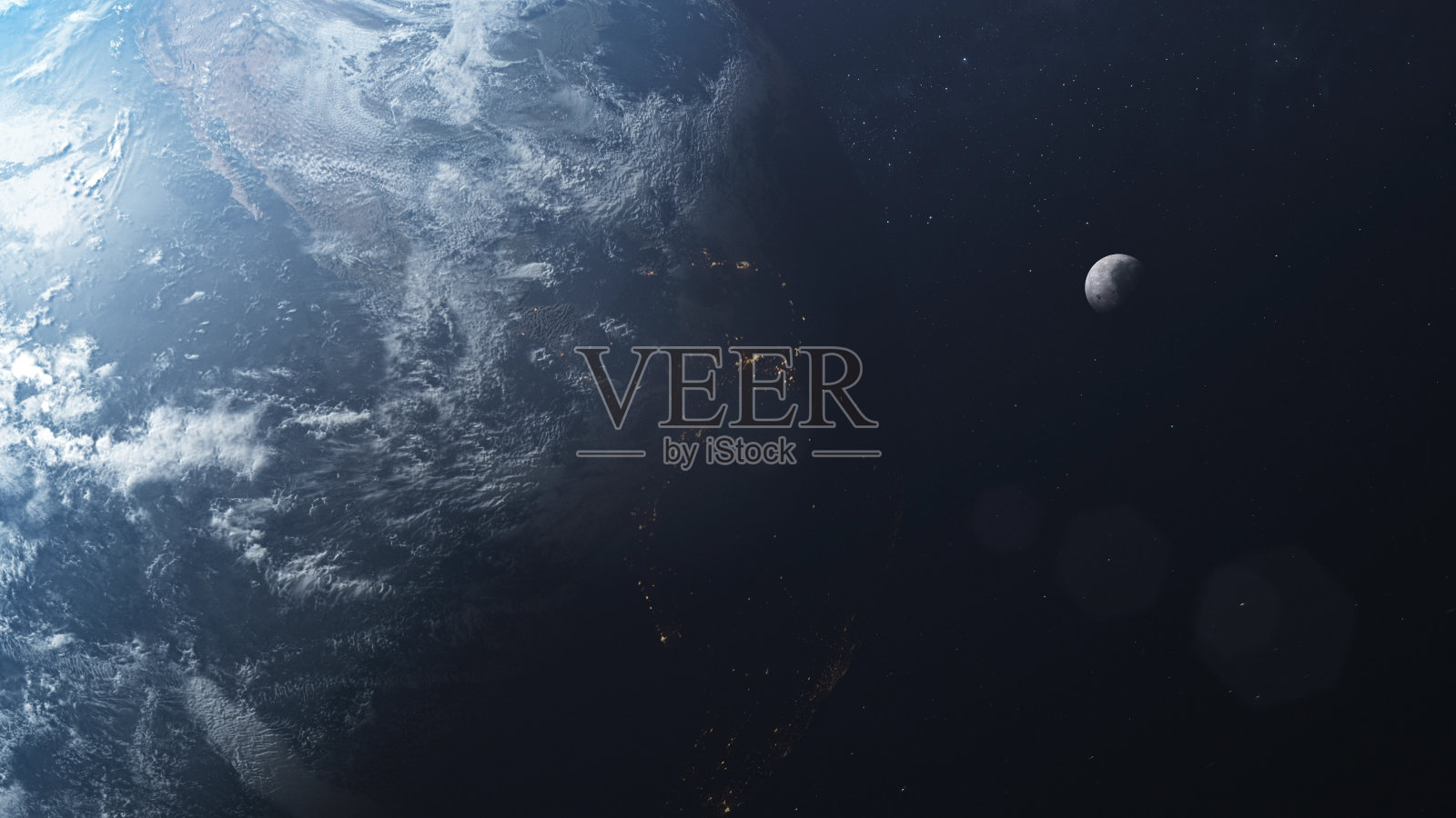 从太空看的月球表面。照片摄影图片