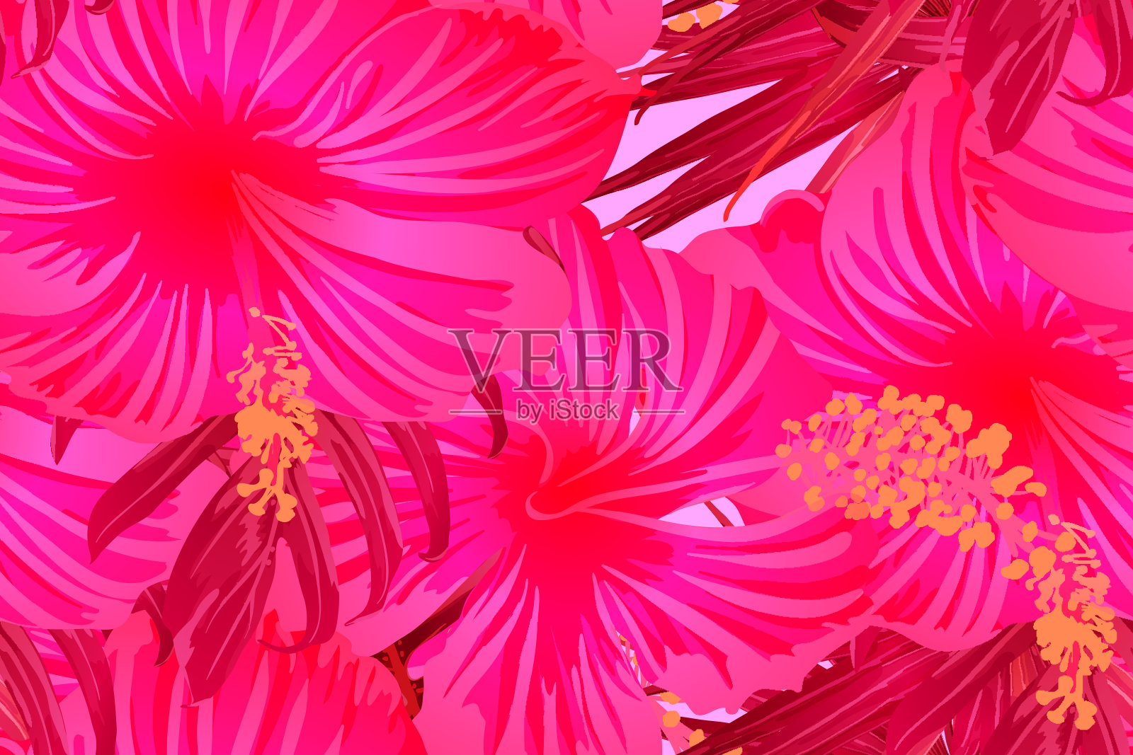 粉红色的红色异国情调图案。插画图片素材