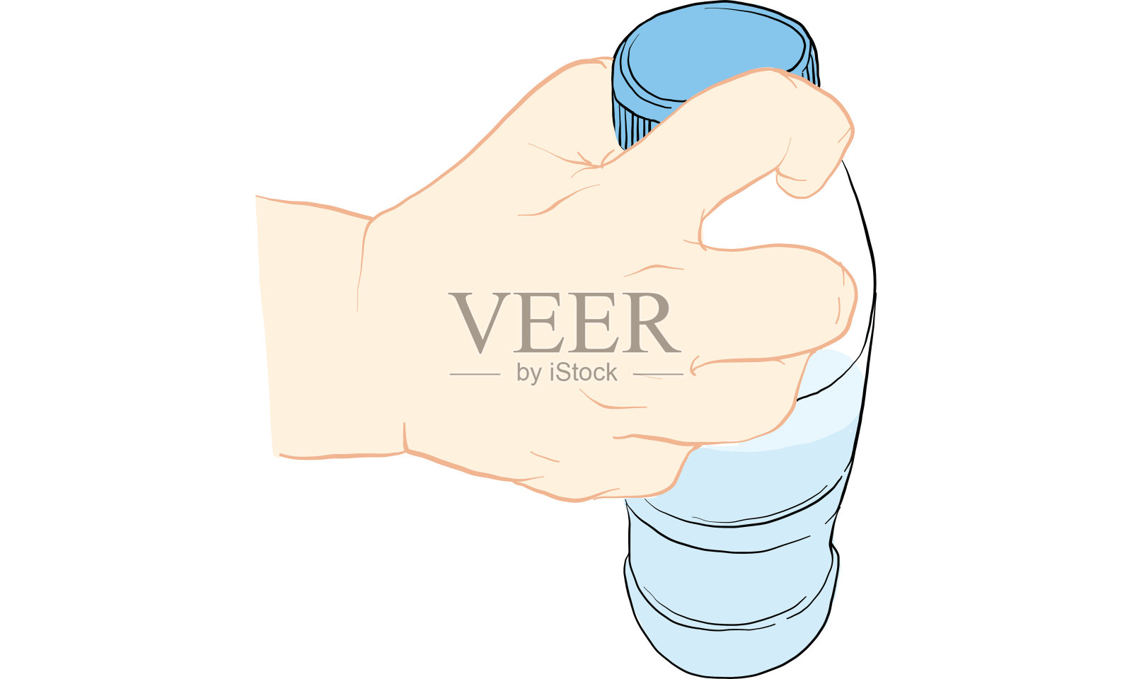 孩子手握水瓶,手动向量插画图片素材