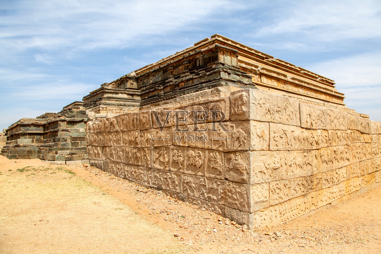 印度汉比卡纳塔克邦,维杰耶那加尔城的废墟照片摄影图片