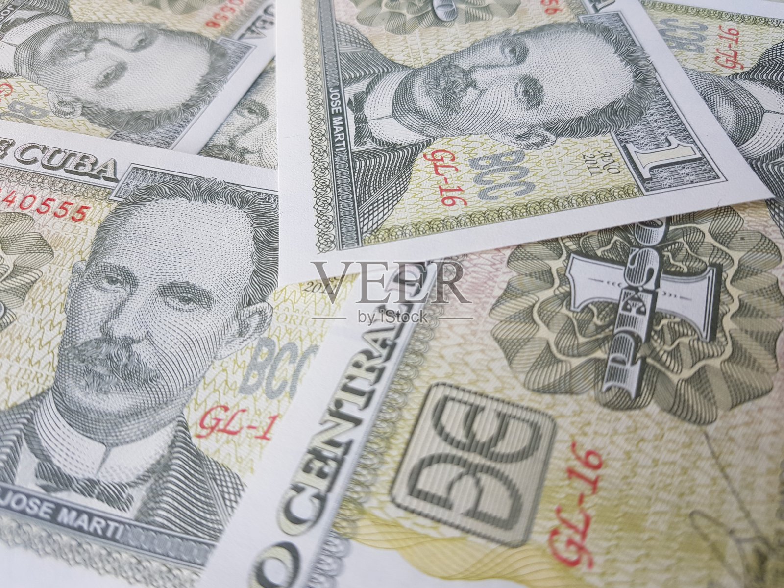 古巴共和国的纸币是来自世界主要国家的货币,用作外汇或金融经济。照片摄影图片