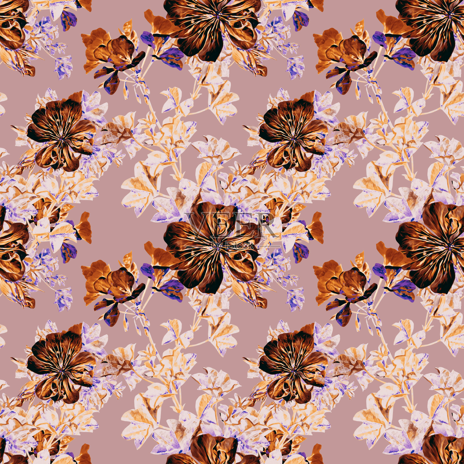 天竺葵花无缝图案。插画图片素材