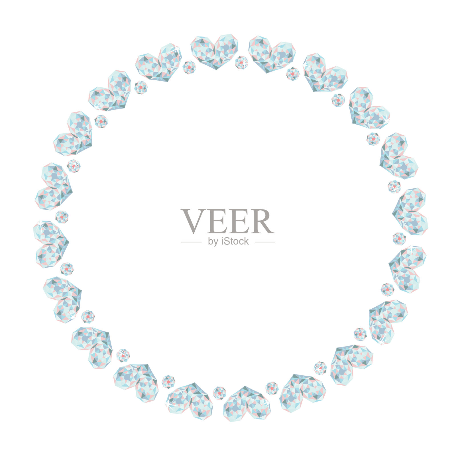 闪耀魅力宝石的钻石水晶框项链矢量孤立插画图片素材