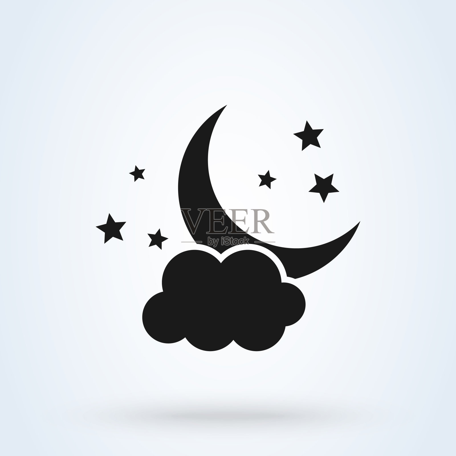 月亮,星星和云矢量图标。晚上的天空插画图片素材