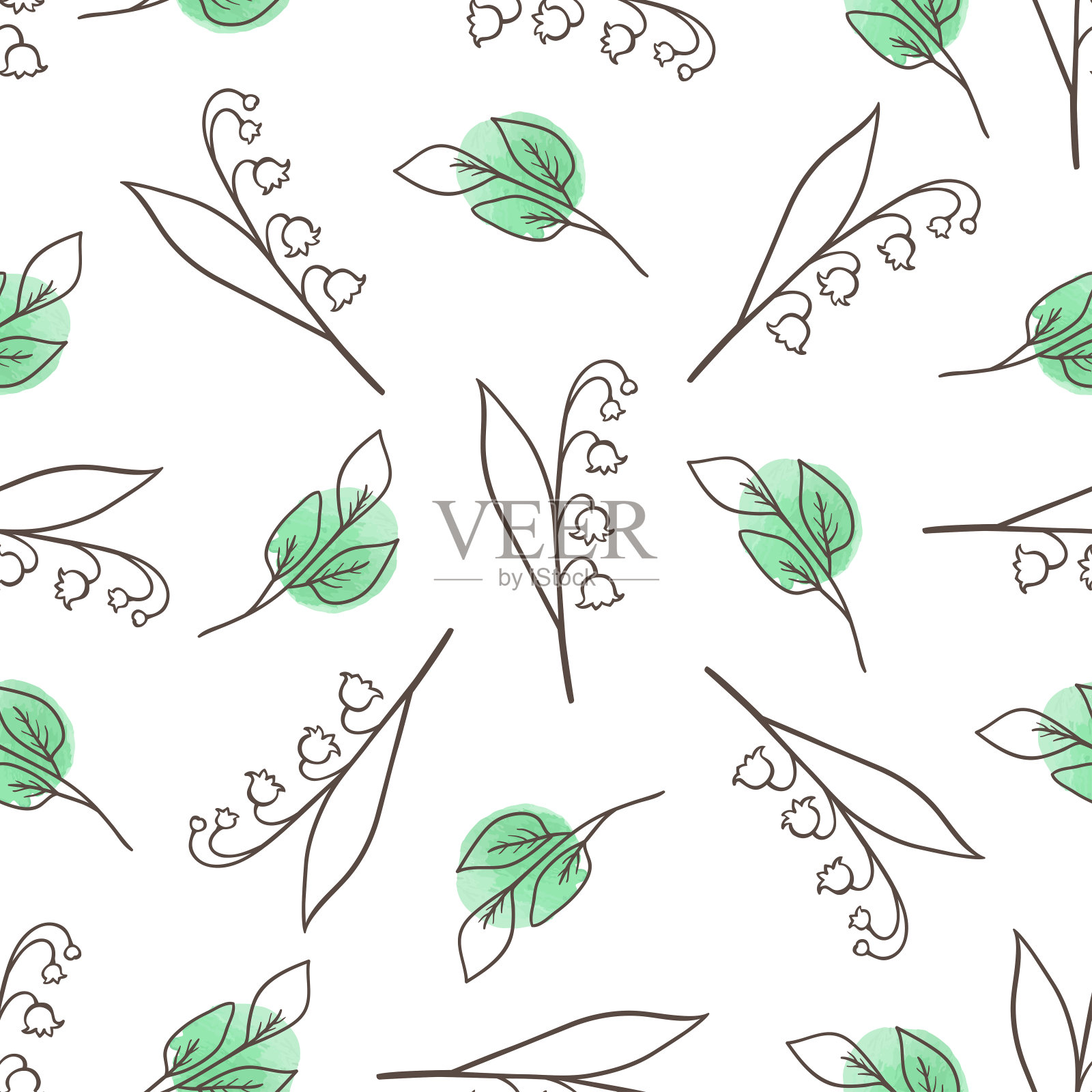 花纹与铃兰山谷插画图片素材