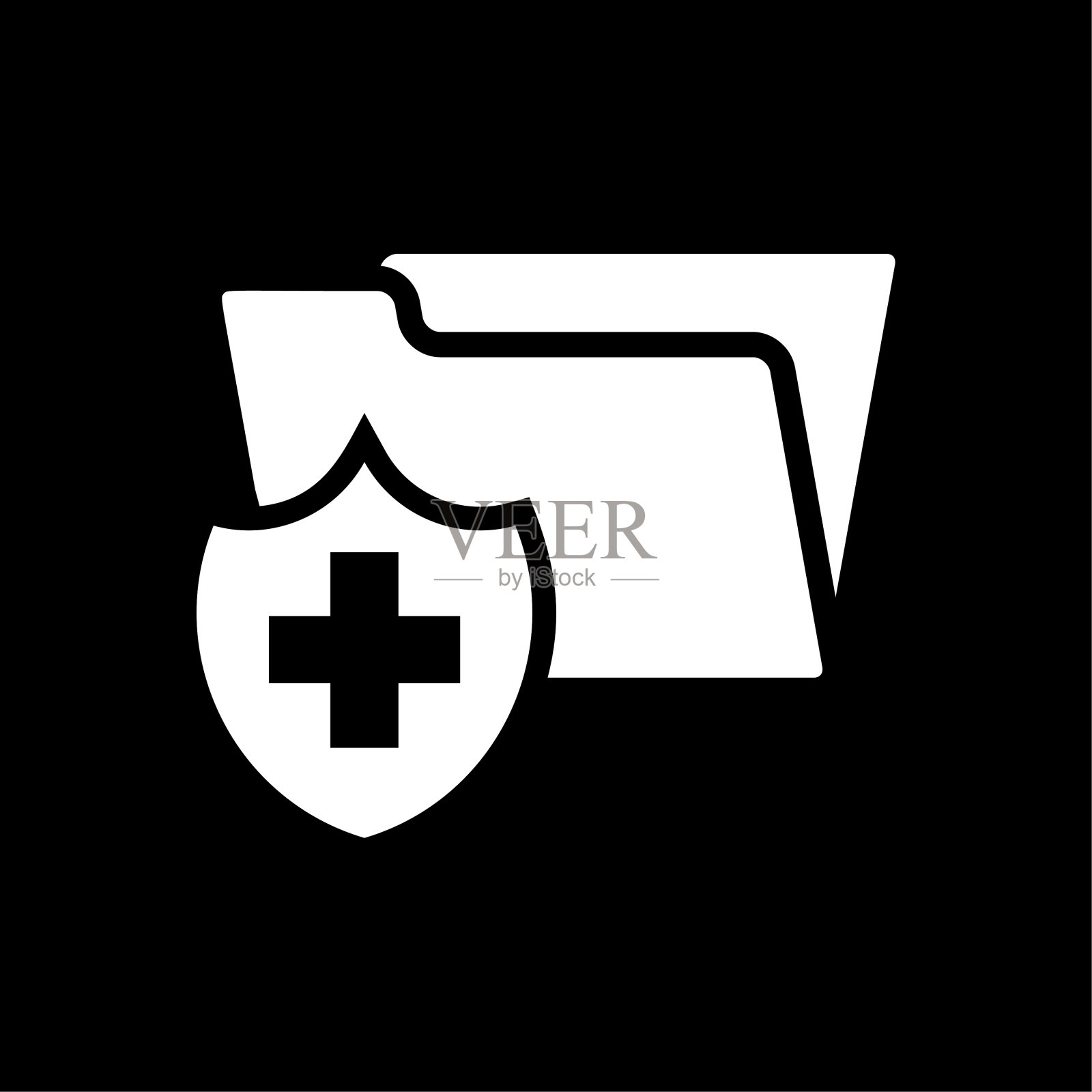 用于医疗保健的医疗健康记录文件夹字形图标-矢量图标白色插画图片素材