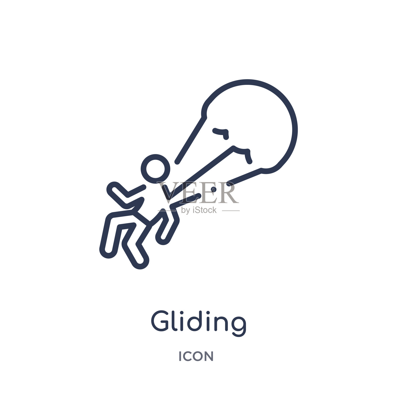 线性滑翔伞兵图标从活动和爱好大纲收集。细线滑翔伞兵矢量隔离在白色背景上。滑翔伞兵的潮流插图图标素材