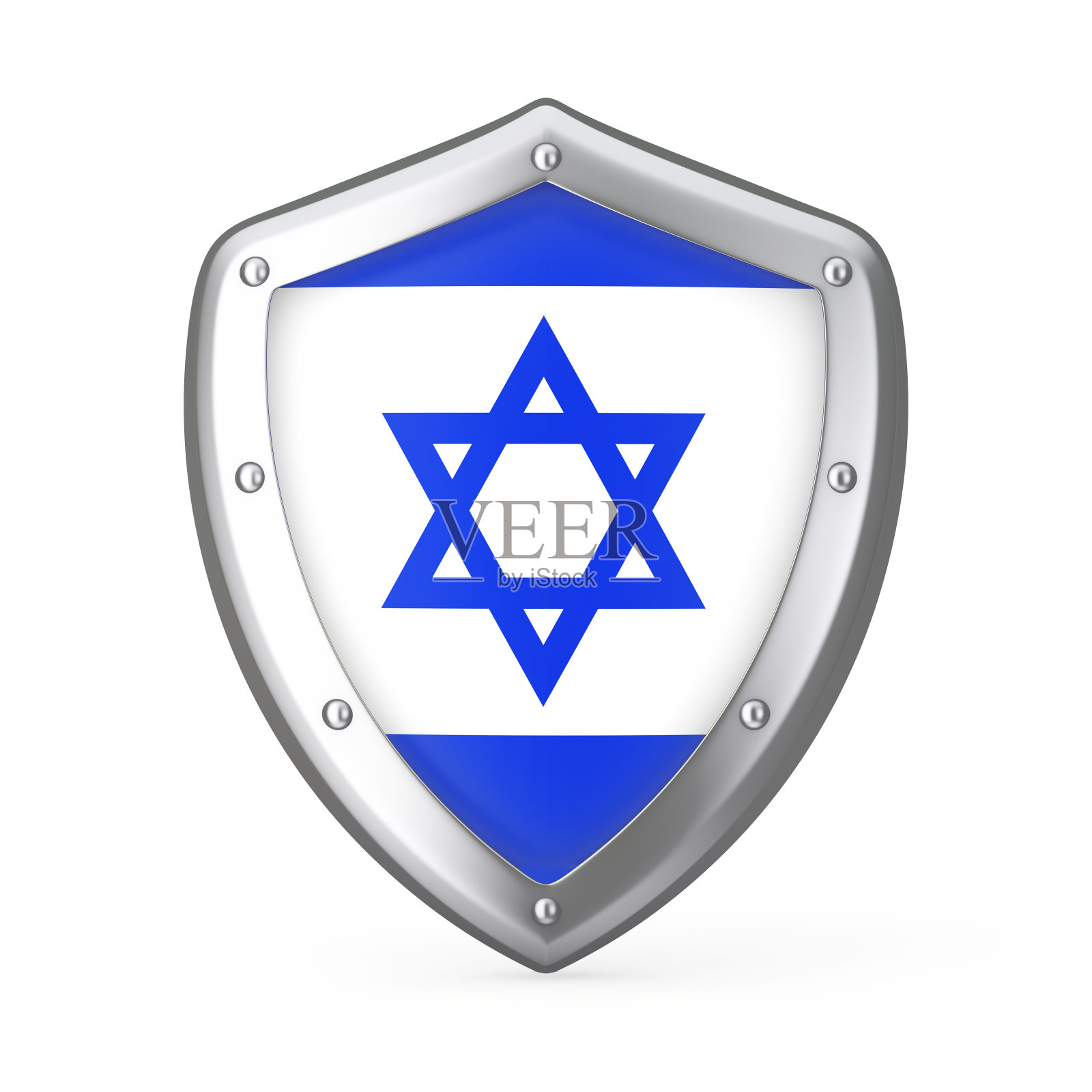 带有以色列国旗的盾牌3D渲染照片摄影图片