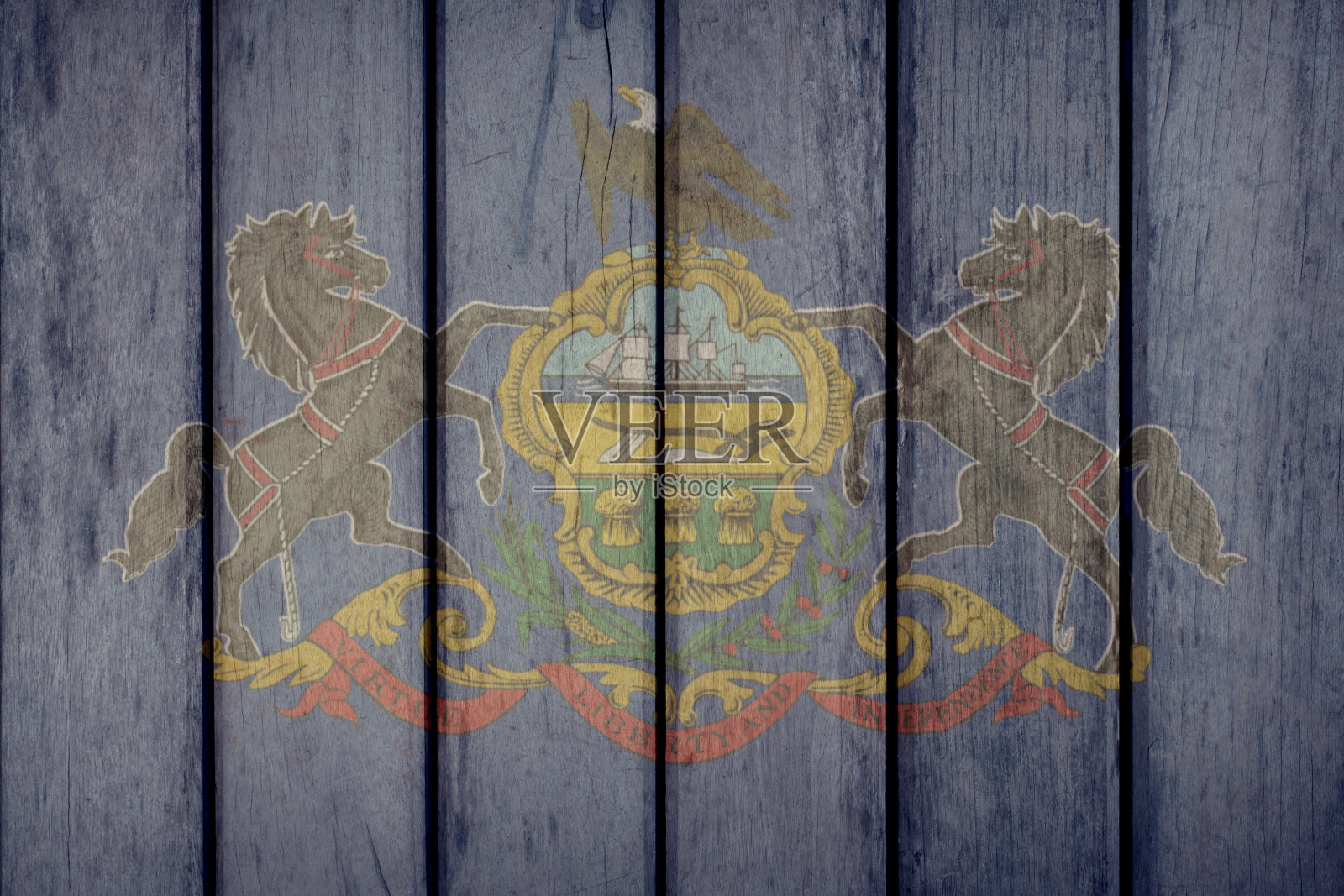 美国宾夕法尼亚州旗木栅栏照片摄影图片