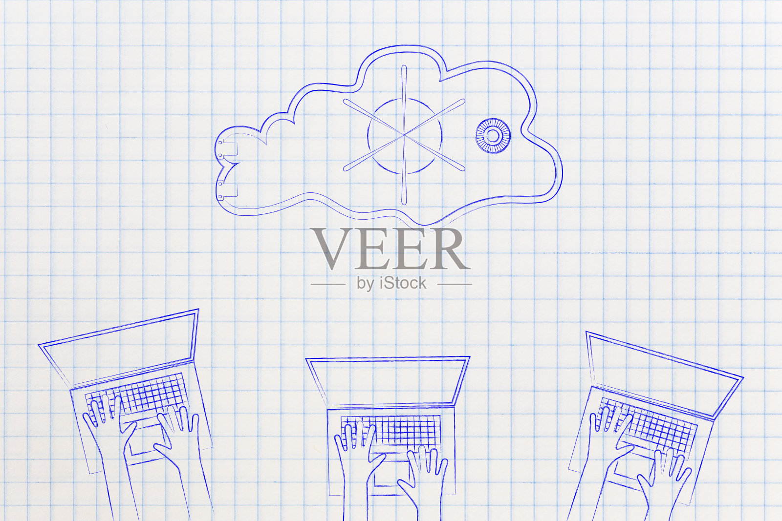 有安全锁的笔记本电脑用户群照片摄影图片