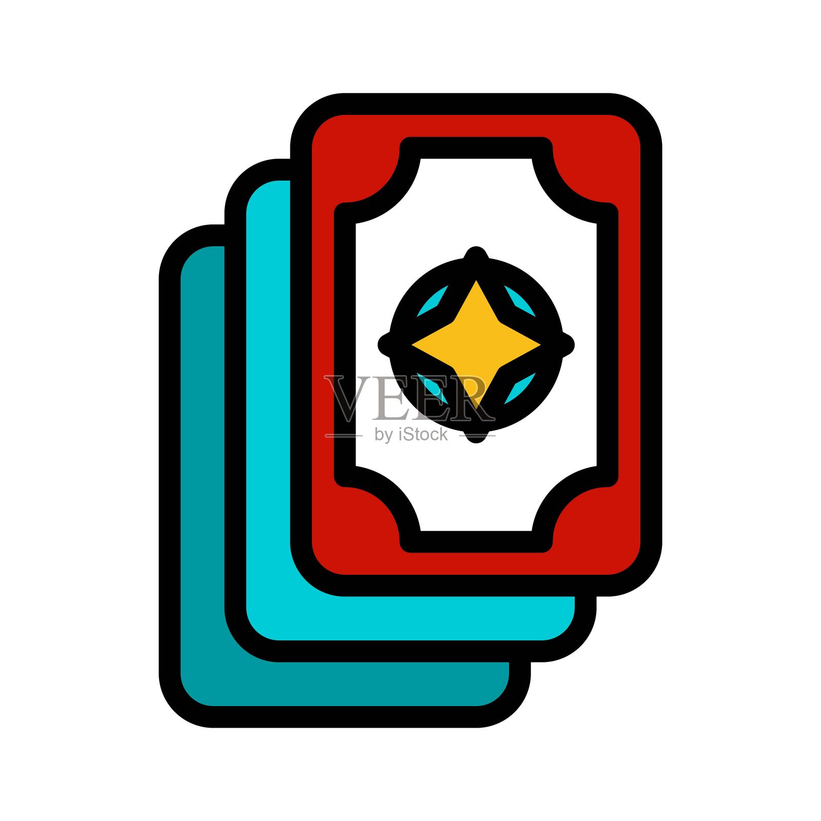 卡片矢量,魔术相关的填充样式可编辑的笔触图标插画图片素材