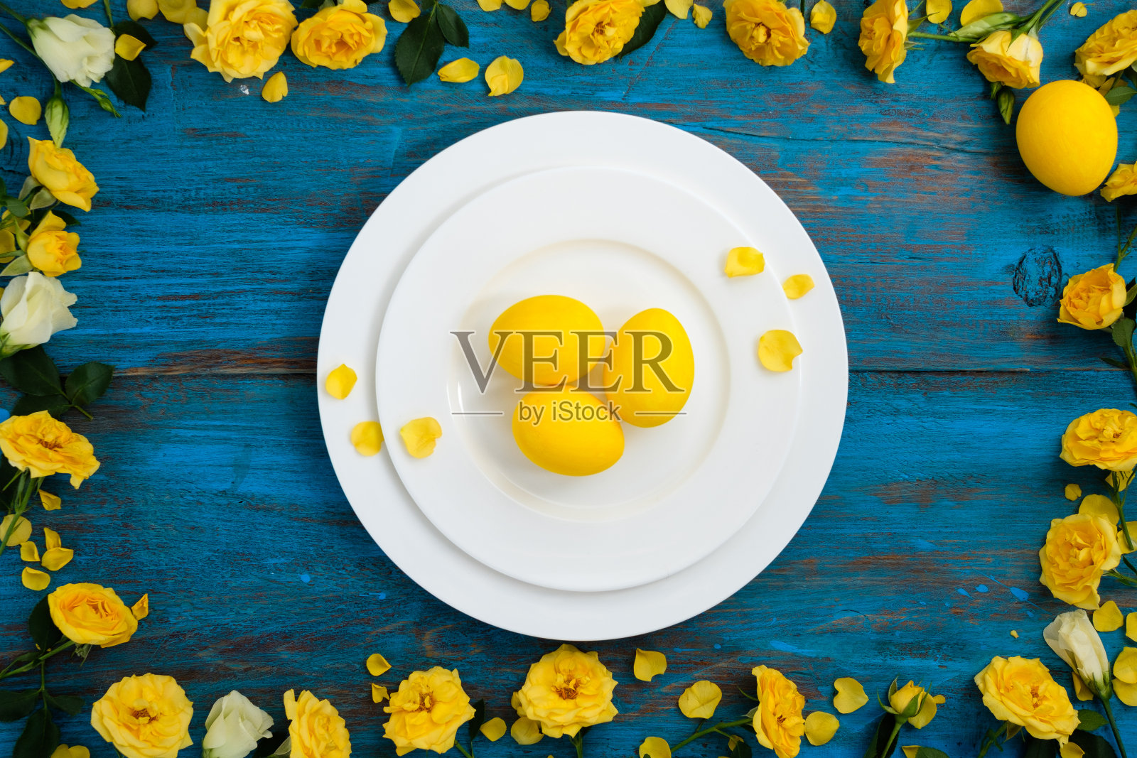 复活节表设置照片摄影图片