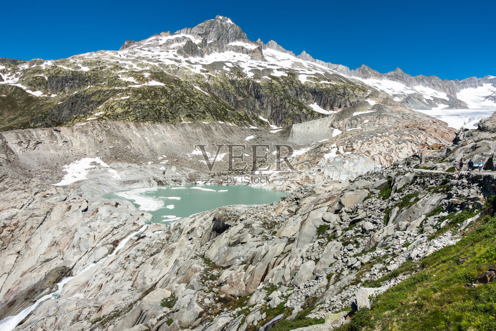 在过去的两个世纪里,由于气候变化,罗纳冰川的景观显著退缩照片摄影图片